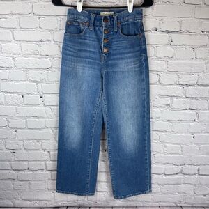 Madewell Jeans Women 23 (24x25) Slim‎ Fit Wide Leg Crop Button Fly Stretch Denim